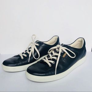 ECCO Black Leather Tie Sneaker